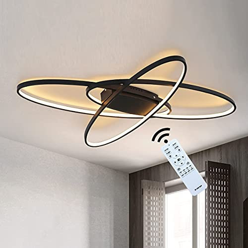 J.SUNUN Schlafzimmer Deckenleuchte Led Lampe Modern Ovalen Design Wohnzimmer Deckenlampe Dimmbar 3000-6000K Leuchte Acryl Pendelleuchte Esstischlampe Esszimmer Flur Dekolampe 80CM