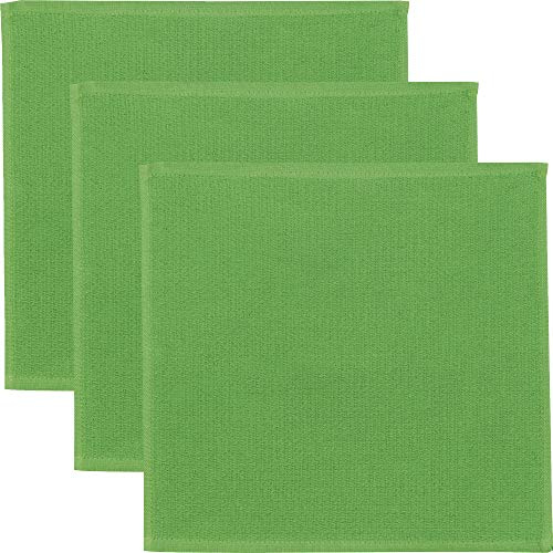 Erwin Müller Reinigungstuch, Putztuch, Putzlappen, Spültuch 3er-Pack grün Größe 25x25 cm - 100% Baumwolle, zum Spülen oder Staubwischen, robust und langlebig, mit Frottierseite