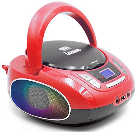 Lauson NXT966 Reproductor de CD Portátil con Bluetooth | Radio FM | Lectores de CD con Altavoz Estéreo | Entrada USB | Entrada AUX |Conector para Auriculares y Luces Disco