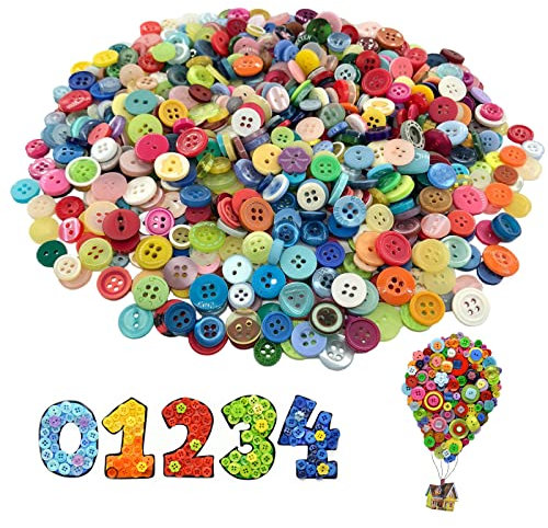 Bunte Knöpfe zum Basteln 1000 Stk Rund Bastelknöpfe Gemischt Harz Bunt Knöpfe 2/4 Löcher für Nähen DIY Handwerk Malerei Deko