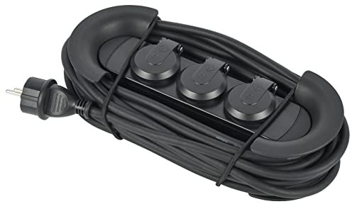 Electraline 30925 Steckdosenleiste, wasserdicht, professionell, Outdoor, mit Verlängerungskabel 10 m, 3 Steckdosen 16 A, Kabel 10 m, H05RR-F 3G1.5, IP44 IK09, Ultra-robust, ideal für Baustellen,