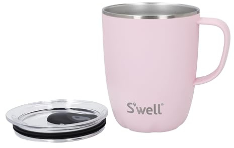 S'well Mug with Handle, Pink Topaz, 350ml. Vacuum Insulated Stainless Steel Travel Mug with Handle