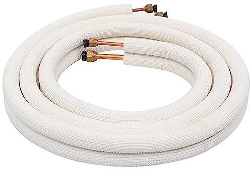 Minghunian Par de tubos de bobina de aire acondicionado de 3 metros, 1/4 pulgadas y 3/8 pulgadas, juego de cables de cobre aislados, piezas de aire acondicionado, tuberías de refrigerante
