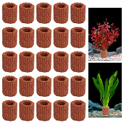 25 Stück Aquarium Wasserpflanzen Fester Ring, 2.5CM Keramik Wasser Pflanze Fixed Ring für Aquarium Landschaft, Fisch Tank Keramik Halter Pflanze Schwerkraft Ring, Aquarium Dekoration
