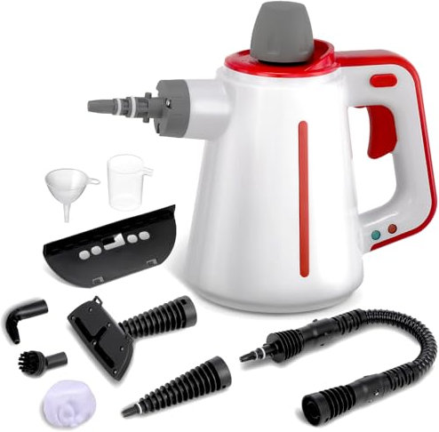 Irishom Pulitore a Vapore Portatile,Pulitore a Vapore Multi-Superficie Pressurizzato con Blocco di Sicurezza e 9 Accessori,900-1050W Vaporizzatore per Tappezzerie Portatile a 3 Bar
