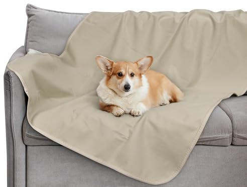 Pawsee wasserdichte Kühldecke Hunde Katze, Waschbar Hundedecke Kühlend, wasserdichte Hunde Kühlmatte für Sofa Bett Outdoor, Verwendbarer Überwurf Couchbezug Möbelschutz, 75 x 50 cm, Taupe