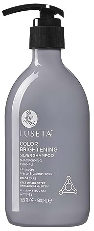 Luseta Color Brightening Shampoo for Silver & Gray Hair - Eliminates Brassy & Yellow Tones, Moisturizes, Promotes Glossy Finish, Prevents Split Ends (16.9oz)