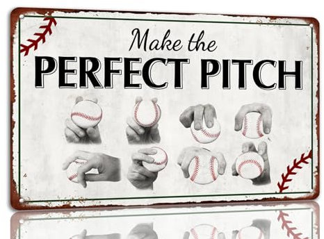 Blechschild mit Aufschrift Make The Perfect Pitch, Vintage-Stil, Baseball-Krug, Wanddekoration, für Jungenzimmer, Bar, Club, 20,3 x 30,5 cm