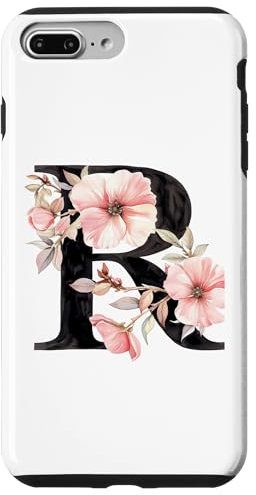 iPhone 7 Plus/8 Plus Letter R Vintage Floral Pink Flowers White Case