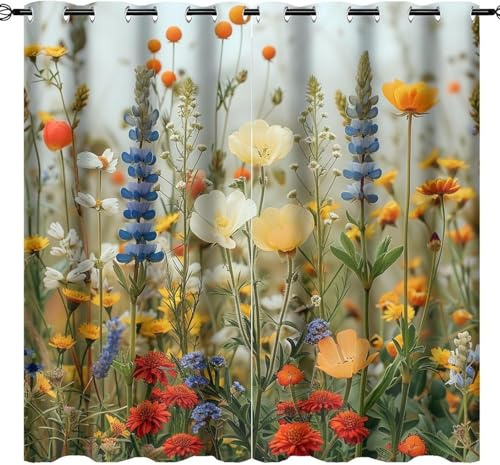 Vorhang Blickdicht Ösen Thermo Verdunkelungs Polyester Gardinen 2 Stück 3D Bunte Pflanzen Und Blumen Für Schlafzimmer Wohnzimmer Kinder Oder Babyzimmer 170 (B) X 200 (H) cm - Bedruckte 9426351774161