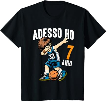 Bambino Compleanno bambino 7 anni amanti basket adesso ho 7 anni Maglietta