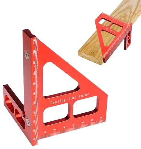 Multi Angle Aluminum Alloy Measuring Ruler - 45°/90° Triangle Square Protractor for Woodworking With High Precision Layout Tool