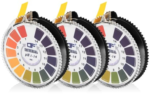 3 Rolle PH Teststreifen,Messbereich 0-14,Lackmus Indikator Universalpapier,Indikatorpapier für Speichel,pH-Farbkartenintervalle,leicht zu lesen,für Unterricht,Aquarien,Trinkwasser(5 m/Rolle)