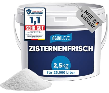 AGUALEVE® Zisternenfrisch 2,5kg *NEU* | hält Regenwasser frisch & rein, zum Gießen geeignet | für alle Zisternen & Regenwassertonnen | Made in Germany | für 25.000 Liter Regenwasser | Note 1,1