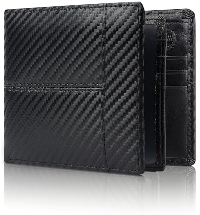 swallowmall Mens Wallet RFID Genuine Leather Slim Bifold Wallets for Men with ID Window 17 Card Holders Coin Pocket（Blackstripe-Zipper）