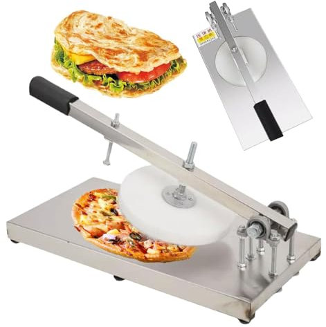 HEAXIY Pizza Dough Press Machine, Manual Stainless-Steel Pizza Press, Household Presser Kitchen Tool for Chapati Sheet and Tortilla, Pastry Making,12cm