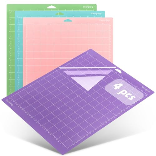 AWAMRWA Schneidematte 4 Stück - 12x12 Zoll Ersatzkleber Klebrige Zubehörset Plotter Matte Pvc Polyvinylchlorid mit Raster für Karten,Papier,Vinyl Cutter