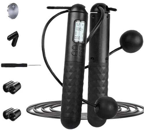 Corde à sauter sans fil, corde à sauter numérique sans fil réglable poids/longueur corde à sauter avec compteur de calories, cordes à sauter sans corde
