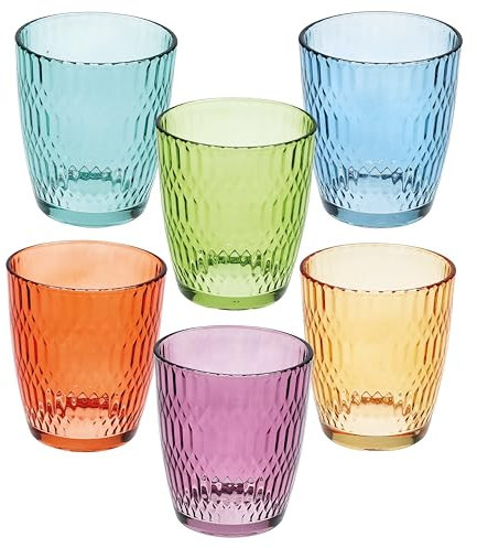 Tognana Seoul, paquete de 6 vasos de 310 cc, multicolor, vidrio