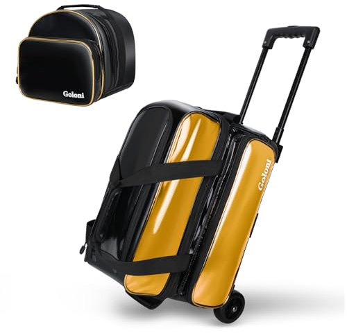 Goloni Bowlingtasche mit 2 Bällen und 1 farblich passende Tragetasche für 3 Bälle mit Schuhfach für Schuhe (bis US-Herrengröße 44), einziehbarer Griff, ausziehbar bis 101,6 cm
