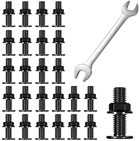 25 Stück Schlossschrauben, M5 × 30 Edelstahl Vollgewinde Flachkopf Schlossschrauben mit Flanschmuttern, mit Adapterschlüssel, für Bauwesen Industriemaschinen (Einheitsgröße)