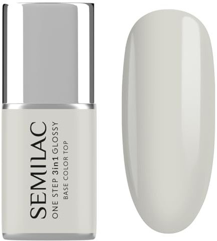 S110 Semilac Esmalte de uñas UV 3 en 1 One Step Glossy The White 7 ml – Esmalte de uñas de gel UV blanco con base y capa superior | brillante y 21 días de duración | fácil aplicación sin astillas