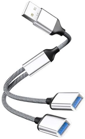 Cable Divisor USB, Adaptador Dual USB 2.0, Splitter 1 en 2 Y Carga, Divisor para Carga y Datos, Salidas Macho a Doble Hembra Adaptador para PC MacBook PS5 PS4 Xbox One Portátil Coche Teclado Ratón