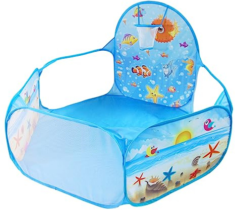 WEKAMOS Piscina De Balones Plegable Hexagonal para Niños, Tienda De Juegos Aro De Baloncesto, Tamaño Mediano, Soporte Flexible, para Interiores y Exteriores, Hogar y Parque