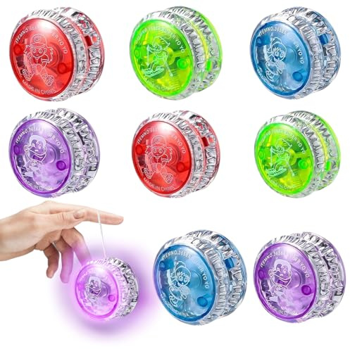 8 Stück JoJo Leuchtend Jo Jo für Kinder JoJo Spielzeug Yoyo Yoyo mit Leerlauf Jojos für Party Gastgeschenk, Feiern, Preise, Geburtstags