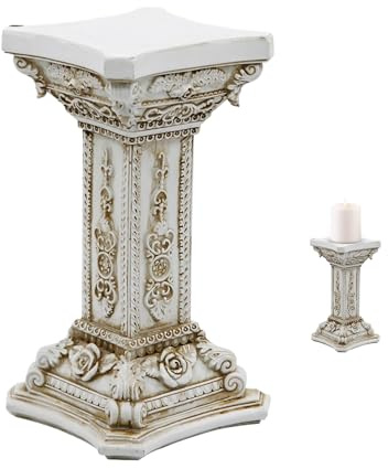 Yonuaret Roman Pillar Stand - Greek Column Pedestal Decor,Floral Carving Vintage Figurine Ornament for Outdoor Garden Kitchen Dining Table Home Wedding Ceremony Event