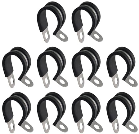 Whispern Cloud 18mm 304 Stainless Steel P Clips, Rubber Lined, 10 Pack | 304 Stainless Steel P-Clips with EPDM Rubber Lining, Corrosion Resistant for Plumbing, Cables, Automotive & Marine