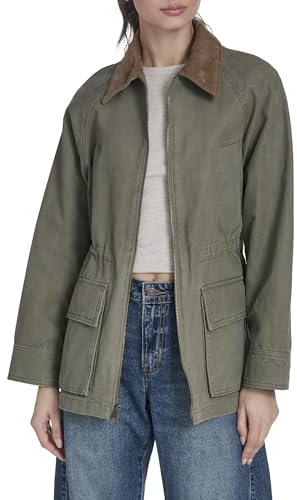 Levi's Women's Cotton Barn Jacket, Light Olive Cinch Waist, Large