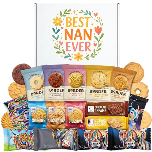 Nan Gifts Bundle With Biscuit Selection Including Border Biscuits, Shortbread, Custard Creams, Digestive Biscuits, Chocolate Creams and More - Presents for Nan Birthday Gifts, Mothers Day, Christmas