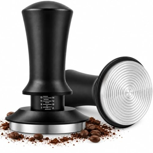 53mm Coffee Tamper, Spring Loaded Espresso Tamper | with Stainless Steel Threaded Base, Fit 53.3mm/53.5mm/54mm Portafilter, Coffee Machine Accessories for Home & Café