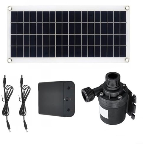 SMZhomeone Fontana a pannello solare da 20 W con pompa senza spazzole da 800 l/h, silenziosa fontana sommergibile per la decorazione del bagno degli uccelli del laghetto da giardino, silicone