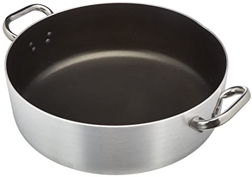 Pentole Agnelli ALSA106S36 Casseruola Bassa con Maniglie, Alluminio, Argento, 36 cm