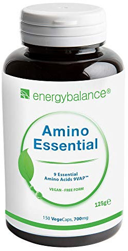 Amino 9 essential - Essentielle Aminosäuren-Komplex Kapseln - freie Form 700mg - Vegan - HACCP - Von der Eco Company - 150 VegeCaps