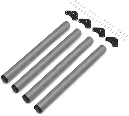 Emuca - Gambe Regolabili per Tavolo Ø 60X710 mm, Kit di 4 Piedi per Tavolo in Acciaio, Altezza Regolabile 710-730Mm, Grigio Metallizzato
