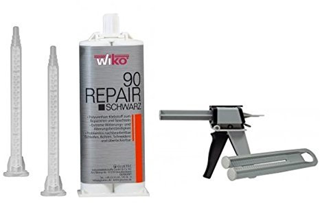2K PUR Industriekleber Kunststoffkleber Kunststoffreparatur GFK Klebstoff SCHWARZ 50 ml inkl Dosierpistole