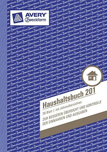 AVERY Zweckform 201 Haushaltsbuch, DIN A5, Jahresübersicht, 36 Blatt, weiß (4er Pack)