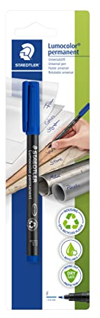 STAEDTLER Lumocolor 318 Permanent Marker – Blau, fein, 0,6 mm | Wasserfest, Universalstift für fast alle Oberflächen – wischfest – Art.-Nr. 318-3 BKDA
