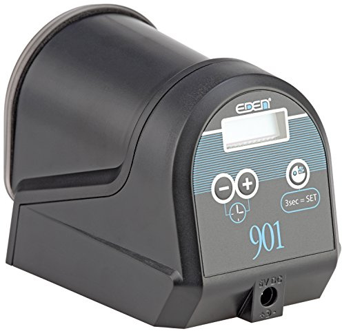 EDEN 57434 901 Comedero automático- Comedero automático para la alimentación de peces de acuario en el acuario con funcionamiento a pilas y almacenamiento de comida sellado- para 12 dispensado