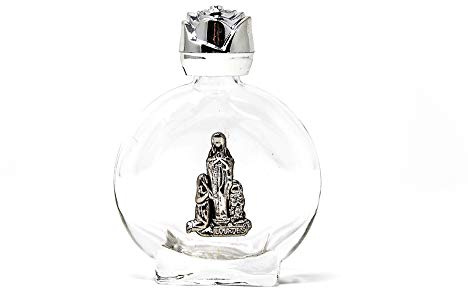 Blessed Holy Water - Round Glass Bottle FILLED with Lourdes Water