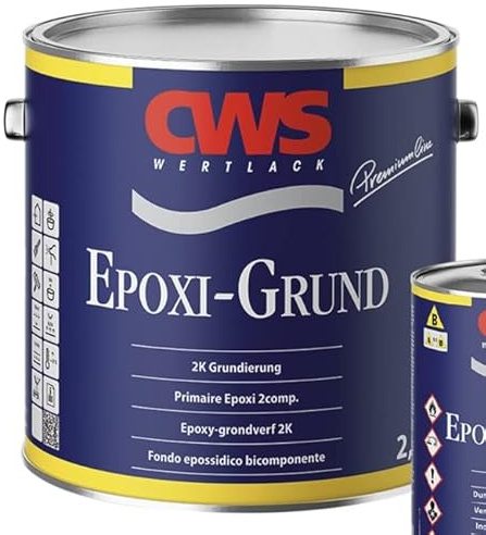 CWS Epoxi Grund weiss, 0,6L - Stammlack zur matten Zweikomponenten-Universalgrundierung für Untergründe wie z.B. Hart-PVC, Acryl, melaminharzbeschichtete Platten, Resopal, Glasal, Aluminium, Zink, Eisen, Stahl, keramische Fliesen, NE-Metalle usw.