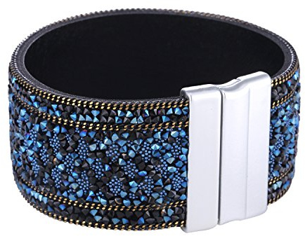 Morella Mujeres Pulsera Decorada con Piedras de Zirconia y Cierre magnético Azul