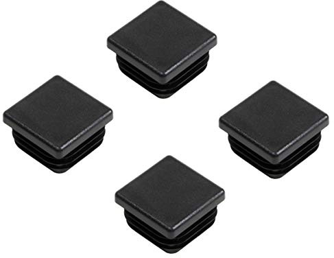 Gedotec PE Rohrstopfen | 4 Stück - Fußkappen schwarz aus Kunststoff für Vierkantrohr | Formrohr-Stopfen quadratisch | Lamellenstopfen 50 x 50 mm | Made IN Germany | Abdeckkappen für Quadratrohr