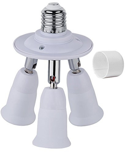 Fineled 3-in-1-Lampenfassungs-Adapter-Splitter, E26, E27, Universal-Lampenhalter, um 360 Grad verstellbar, um 180 Grad biegbar