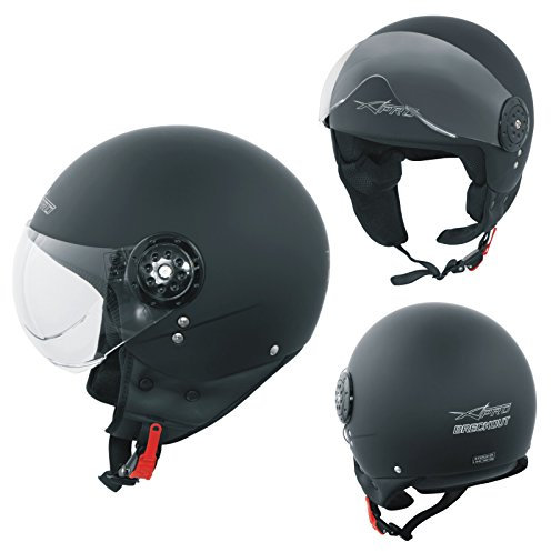 Motorradhelm Motorrad Roller Jet Helm Scooter Homologiert Avio Visor Mattschwarz L