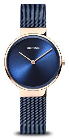 Bering Damen Quarz Uhr | Armbanduhr 31 mm Edelstahlgehäuse und Zifferblatt | Milanaisearmband | Saphierglas | 5 ATM | 14531