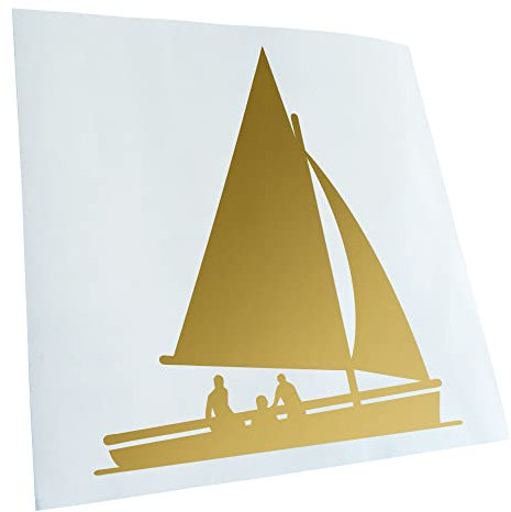 Kiwistar - Autoaufkleber - Segeln Boot Figur Fahren - Gold - 11,5x10cm - Heckscheibe Auto Aufkleber wetterfest für Kfz LKW Mofa Truck - Sticker außen selbstklebend Tuning Zubehör für Fenster Fahrzeug
